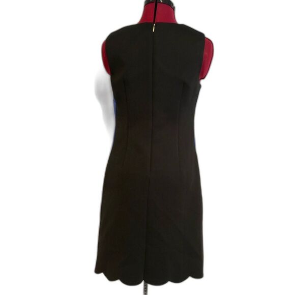 DKNY Scalloped Sheath Dress Woman Size 2 Cream/Blue/Black Color Block Sleeveless - Picture 2 of 12